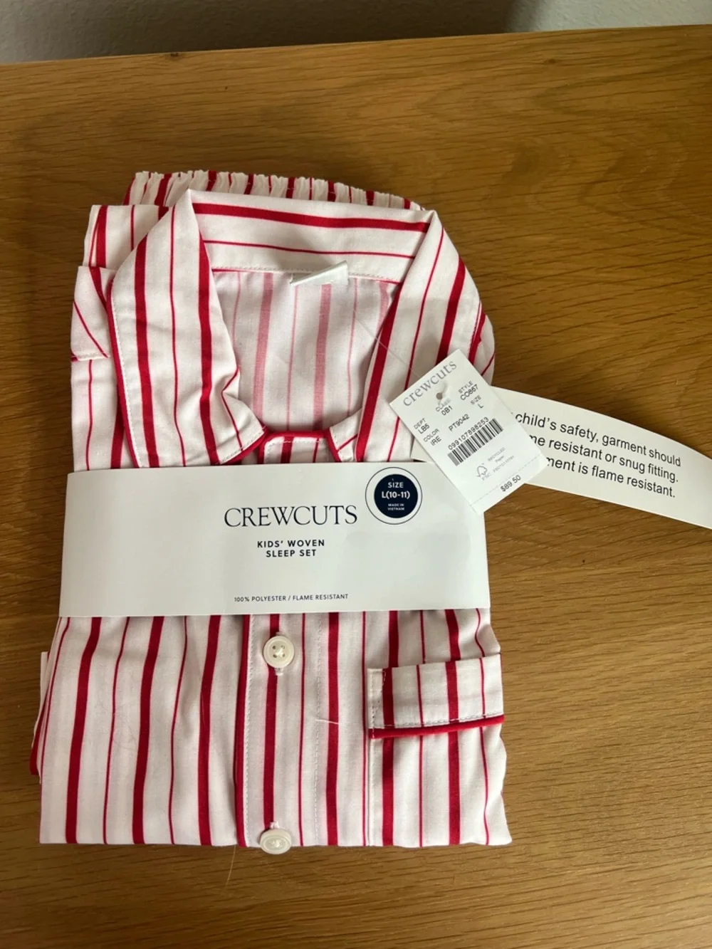 J Crew Crewcuts Kids Woven Sleep Set Size L (10-11) Red And White